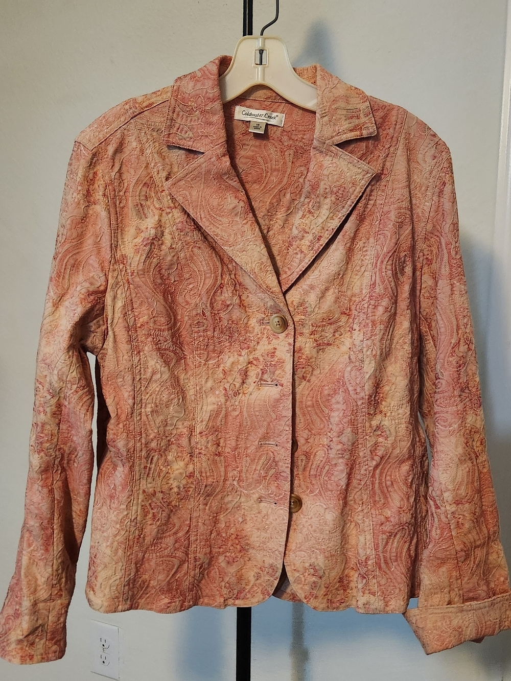 Coldwater Creek Pink Paisley Button-Front Blazer
